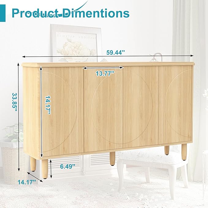 59.4" Sideboard Buffet Cabinet - Image 2