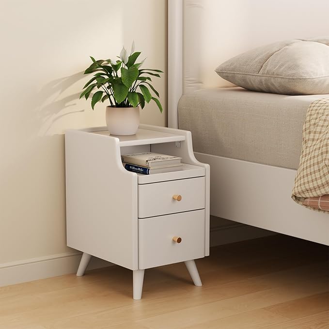 Wood Nightstand, Bedside Table for Bedroom by AQIMUELE-Solidwoodfurniture