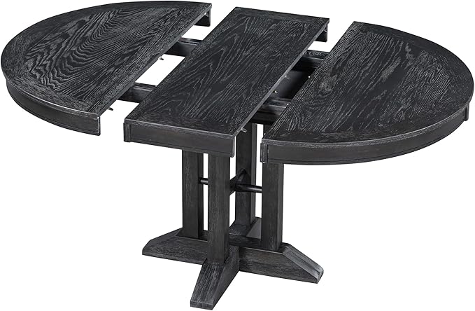 ERYE Mid-Century Modern Functional Extendable Wooden Round Dining Table - Image 6