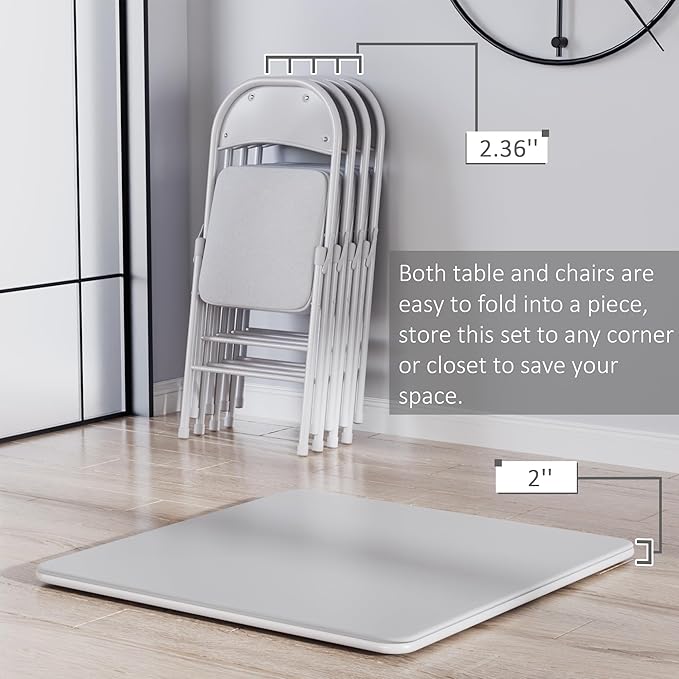 VECELO Portable Folding Card Table Square and Chair Set - Image 5