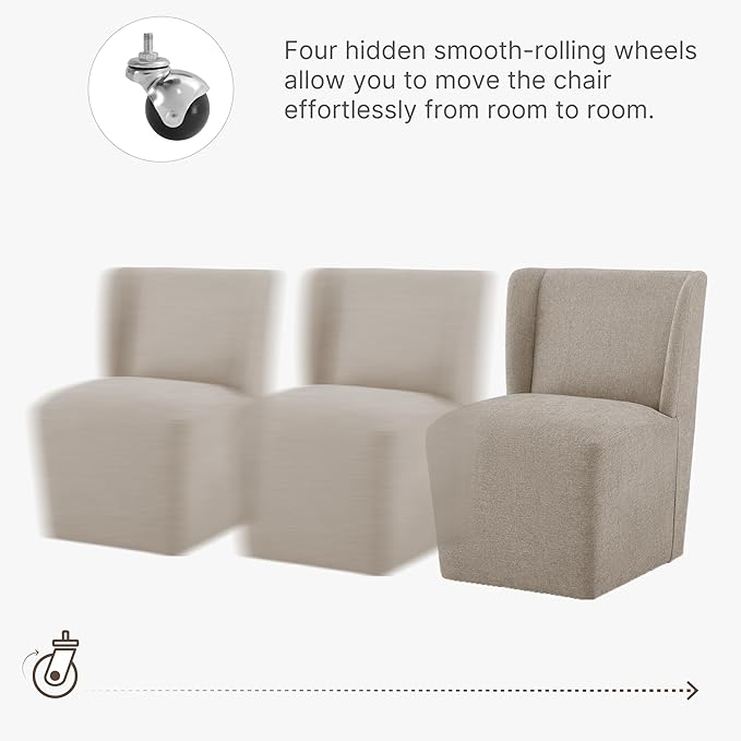 Dining Chairs with Casters Require Assembly Upholstered Wingback Single Sofa - Image 4