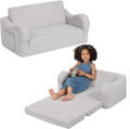 Extra Wide Toddler Chair, 2-in-1 Toddler Couch Fold Out, Convertible Sherpa by BestRoyal