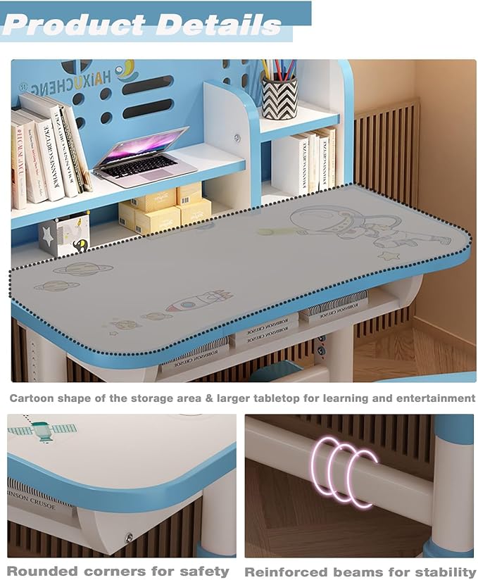 Kids' Table Chair Sets, Kids' Desks Chair, Children Study Desk Writing Table - Image 3