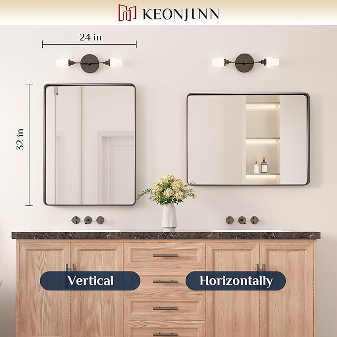 Keonjinn Black Bathroom Mirror for Over Sink, 24 x 32 Inch Matte Black Mirrors - Image 7