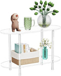 Clear Acrylic Console Table, 31.5" L x 11.8" W x 20" H, 2 Tier Oval Small by Unknown