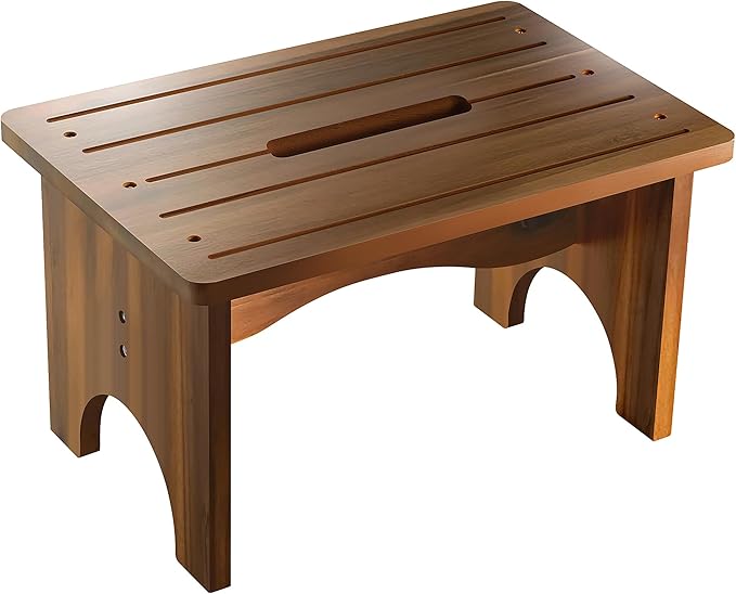 Wooden Step Stool for Adults, Heavy Duty One Step Bedside Stool by Eiwoda