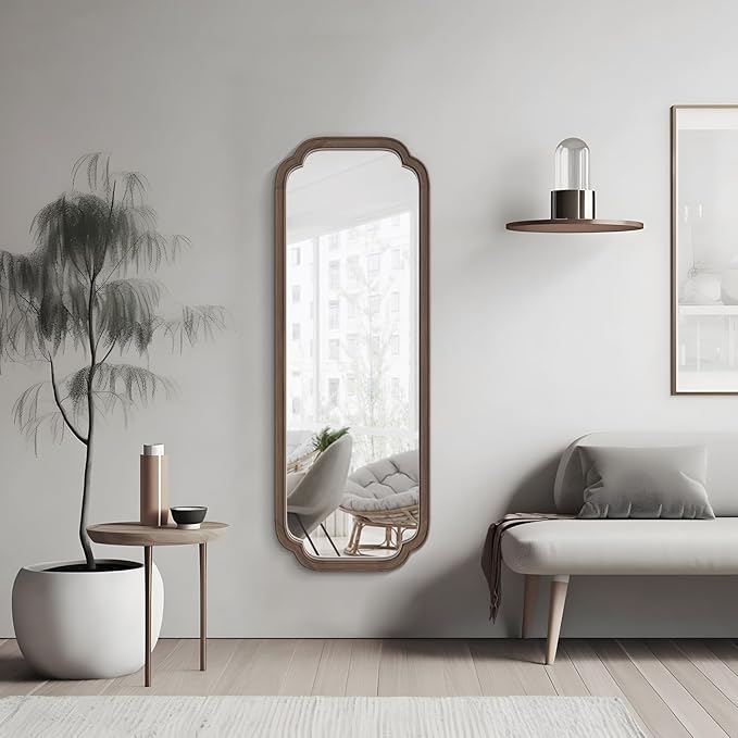 WallBeyond Full Length Mirror Wall Mounted 43"x16", Rustic Wooden Frame Floor - Image 2