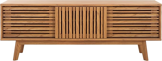 SAFAVIEH ESMA TV Stand for up to 65" Flatscreen – Oak Brown, Sliding Doors - Image 8