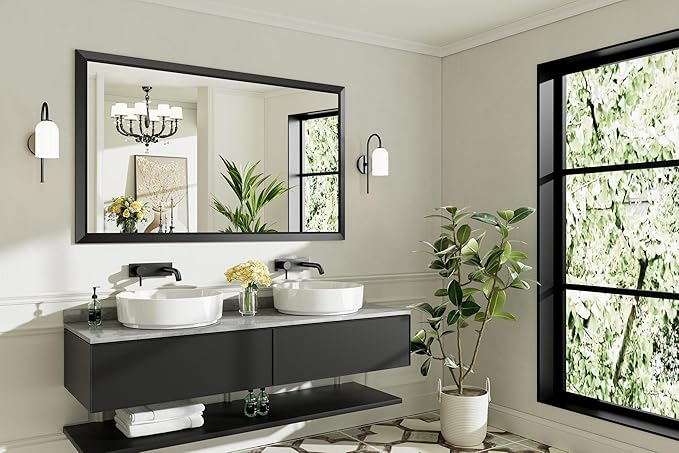 60x36 Inch Black Bathroom Mirror - Image 9