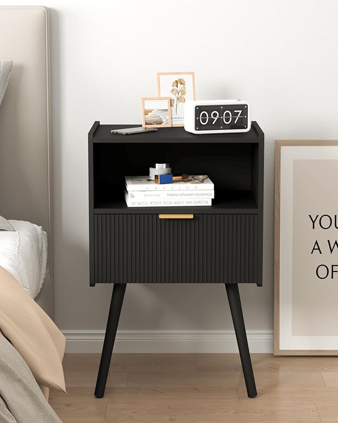 Black Nightstand, Modern Bedside Table - Image 8