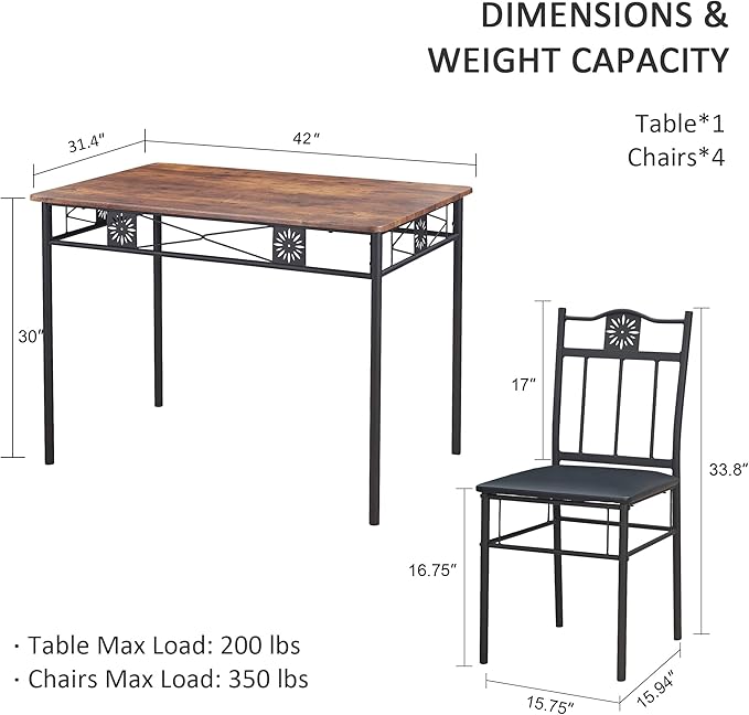 VECELO Kitchen Dining Room Table Sets - Image 6