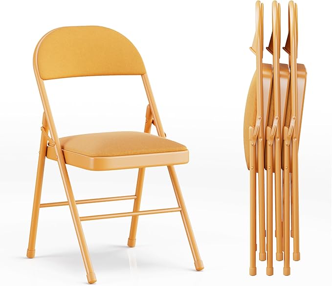 VECELO 4-Pack Folding Chairs Portable Metal by VECELO