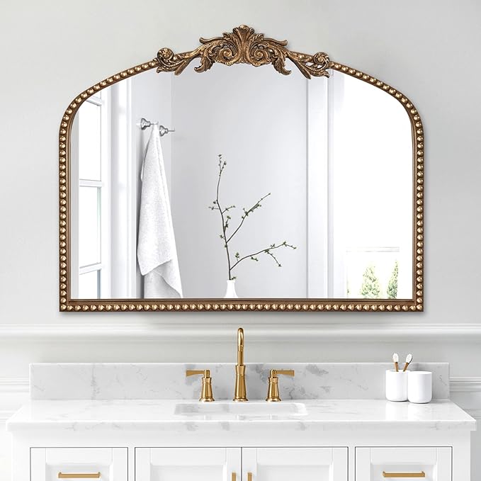 ironsmithn Gold Arched Mirror, Metal Decorative Accent Mirror by ironsmithn