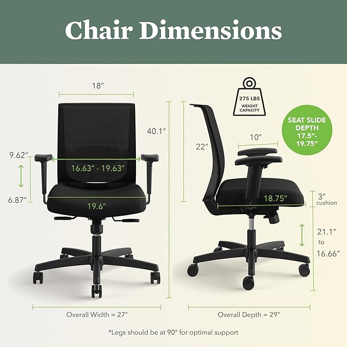 HON Convergence Ergonomic Office Chair, Breathable Back Support Mesh, - Image 2