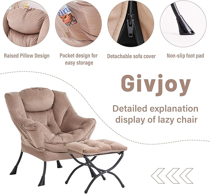 Lazy Chair and Ottoman, Large Accent Lounge Chair - Image 4