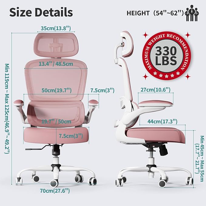 TRALT Office Chair Ergonomic Desk Chair, 330 LBS Home Mesh Office Desk Chairs - Image 2