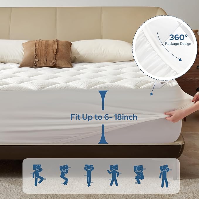 BEDLORE Queen Mattress Topper, Viscose Made from Bamboo Soft Pillow Top - Image 6