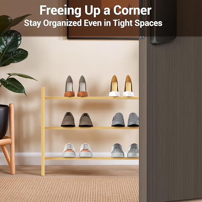 Haddockway Bamboo Shoe Rack for Closet, Free Standing Shoe Organizer - Image 6