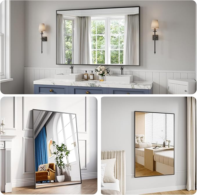 Bathroom Mirror 36x55 Black Bathroom Wall-Mounted Mirrors, Modern Vanity Mirror - Image 3