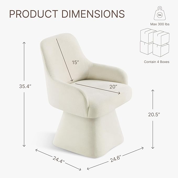 Swivel Dining Chairs Set of 4, Mid Century Modern Chairs Fabric Upholstered - Image 3