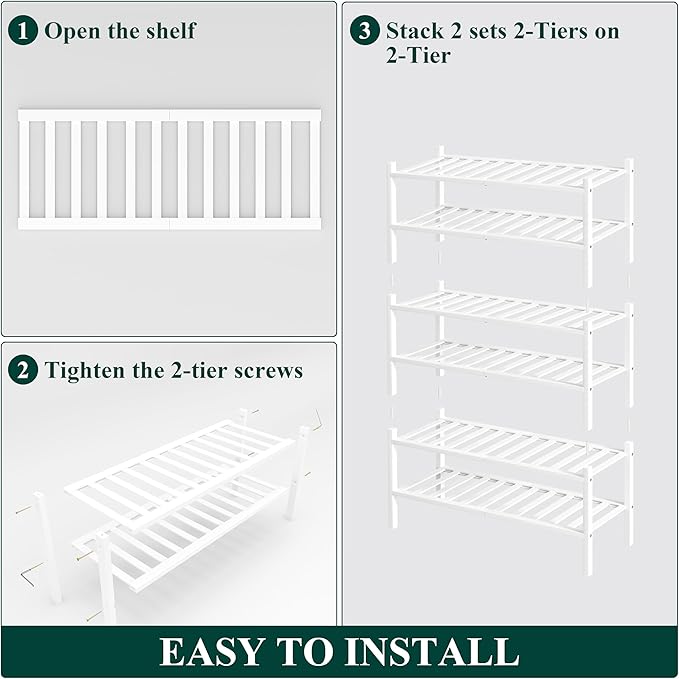Smiry Shoe Rack, 6 Tier Bamboo Shoe Organizer, Stackable Free Standing Wooden - Image 6