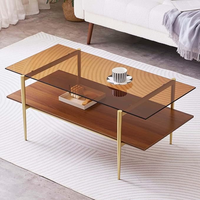 Rectangle Coffee Table, Mid-Century Modern Design, L41 W21 x H17, by LumFurn