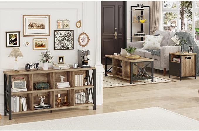 FATORRI 8 Cube Storage Organizer Bookshelf, Rustic Wood Cubby Bookcase - Image 8