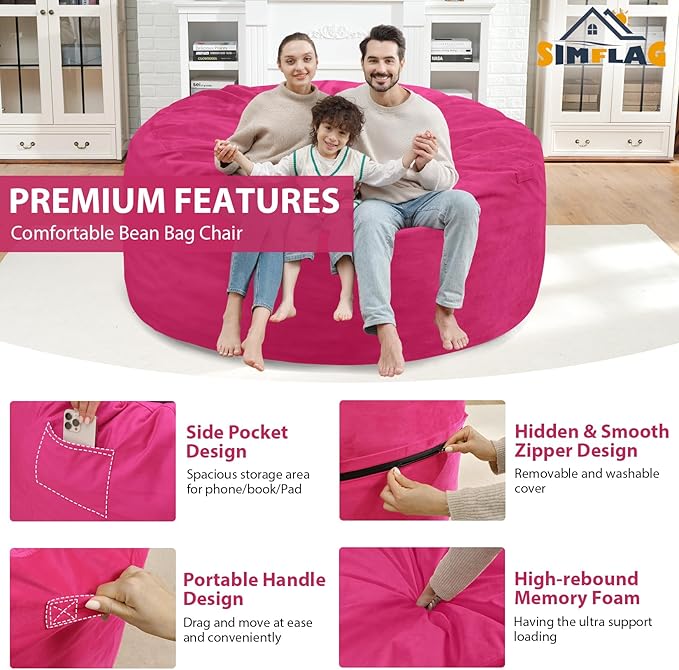 5FT Bean Bag Chair, Large Bean Bag Chairs - Image 5