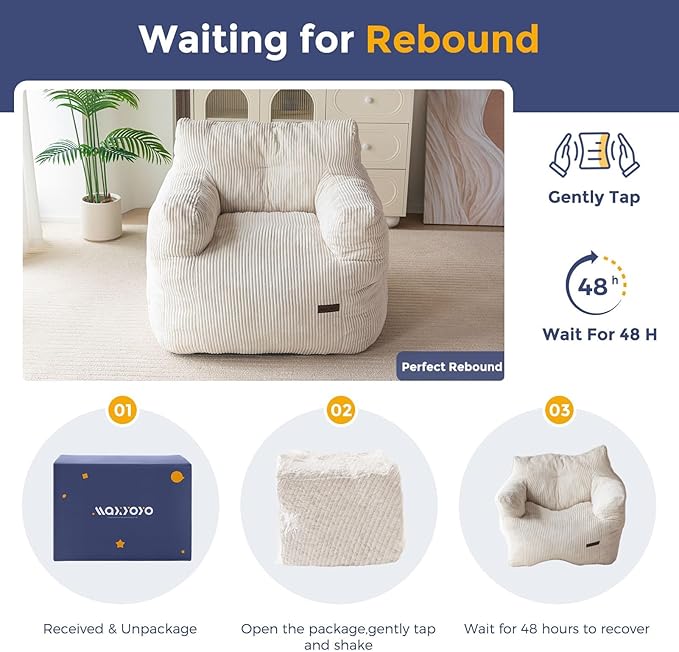 MAXYOYO Bean Bag Chair, Tufted Bean Bag Couch Lazy Chair, Living Room Sofa Couch - Image 4