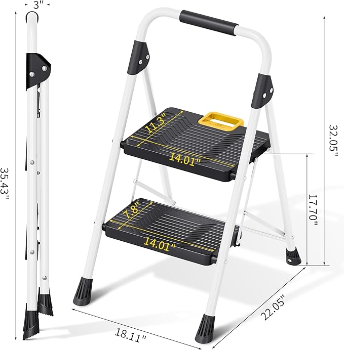 KINGRACK 2 Step Folding Ladder, 800lbs Capacity Step Stool - Image 8
