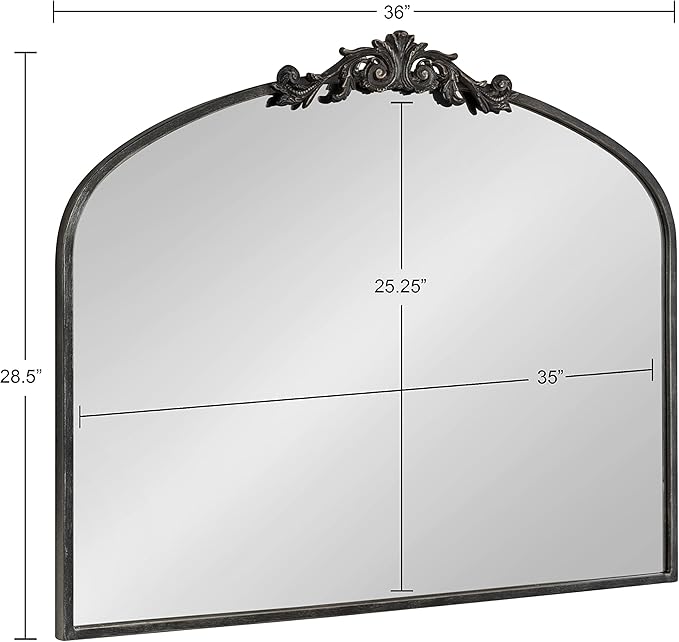Kate and Laurel Arendahl Ornate Traditional Arched Mirror; 36 x 29; Black; - Image 8
