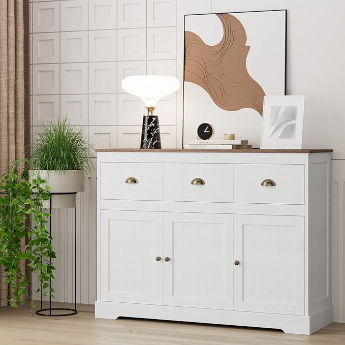 Keyluv Buffet Cabinet Storage Kitchen Sideboard Farmhouse Buffet Server Bar - Image 5