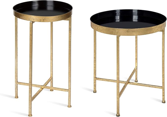 Kate and Laurel Celia Round Metal Foldable Tray Accent Table - Image 10