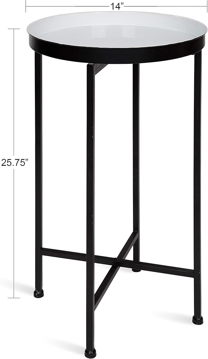 Kate and Laurel Celia Round Foldable Tray Accent Table, Modern Minimalist - Image 3