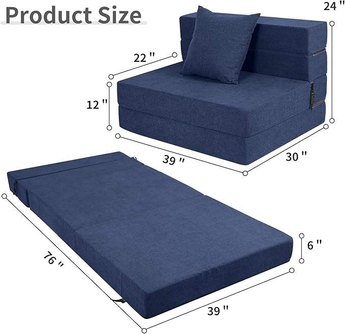 High-Density Memory Foam Folding Sofa Bed - Image 2