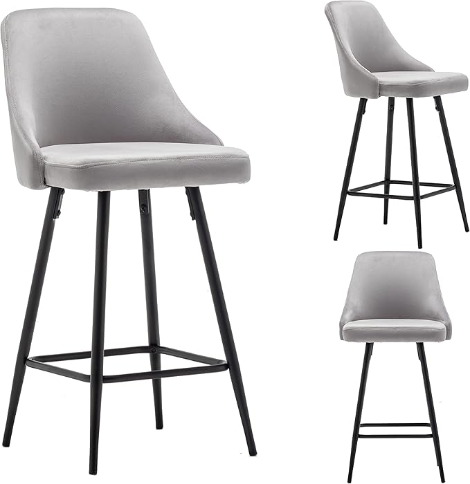 BTEXPERT® Set of 2, Premium upholstered Dining 25" High Counter Back Stool Bar by BTExpert