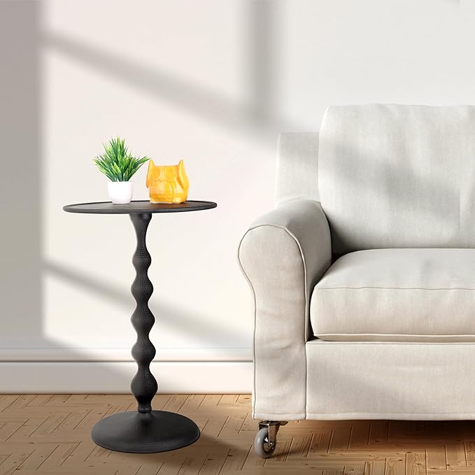 CLEENTABLE Pedestal Round Lightweight Metal Side Table - Image 9