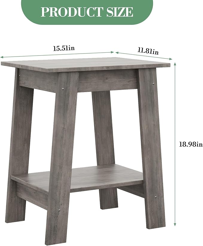 End Table with Double Storage Shelves, Small Space Side Table - Image 2