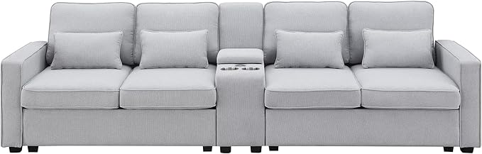 114.2" Linen Upholstered Sofa - Image 7