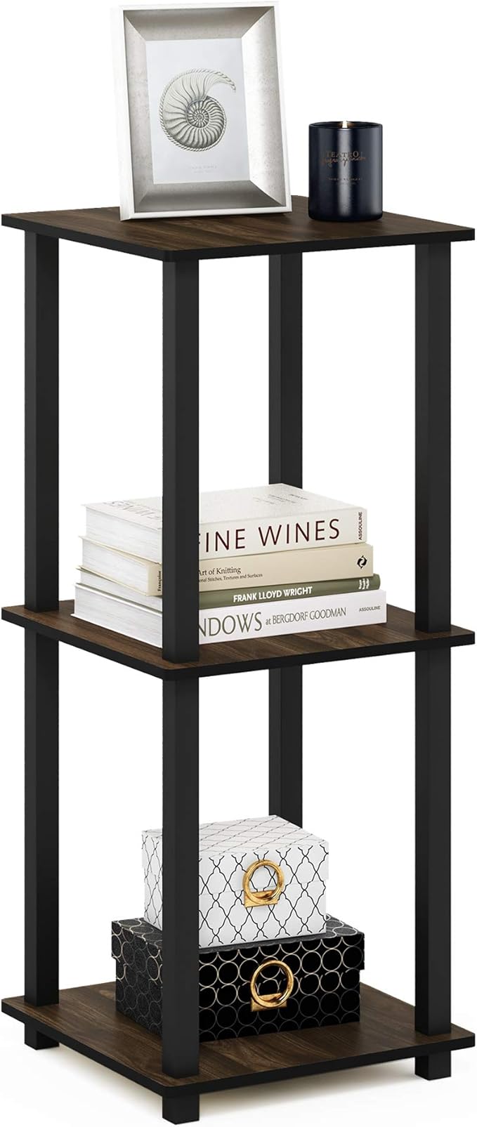 Furinno Simplistic Set of 2 End Table, Columbia Walnut/Black - Image 6