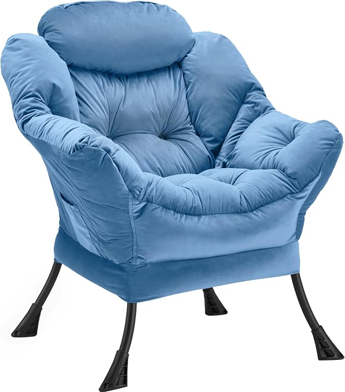 Lazy Chair Thick Padded, Comfy Velvet Accent Lounge Chair by Youtanic