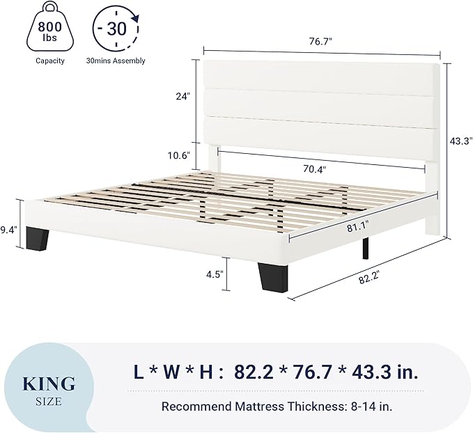 Allewie King Size Platform Bed Frame - Image 2