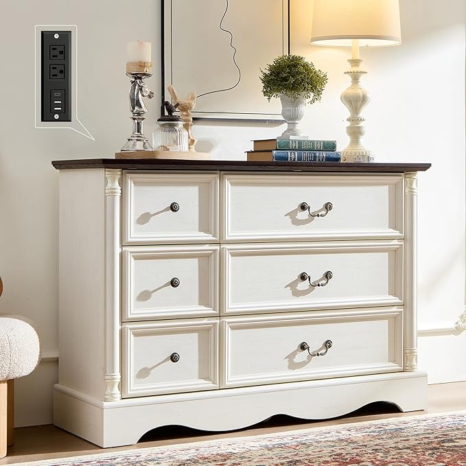 Farmhouse 6 Drawers Dresser for Bedroom by LegacyAmerhomeDirect