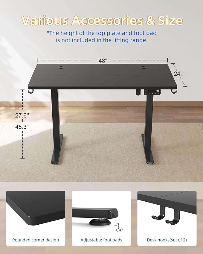 YIHAYO Electric Standing Desk, 48 x 24 Inches Stand Up Desk - Image 2