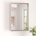 Keonjinn 16 x 24 in Brushed Nickel Bathroom Mirror, Rectangular Metal Framed by Keonjinn