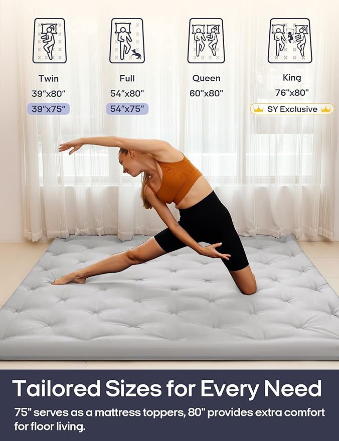 Syrinx Japanese Floor Futon Mattress, Foldable Tatami Sleeping Pad - Image 5