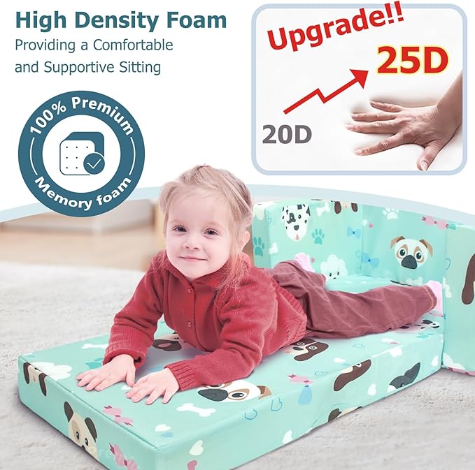 Kids Couch, 2-in-1 Kids Fold Out Sofa, Convertible Toddler Couch to Lounger - Image 4