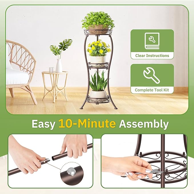 KMOTASUO 3 Tier Tall Plant Stand Indoor Outdoor - Image 6