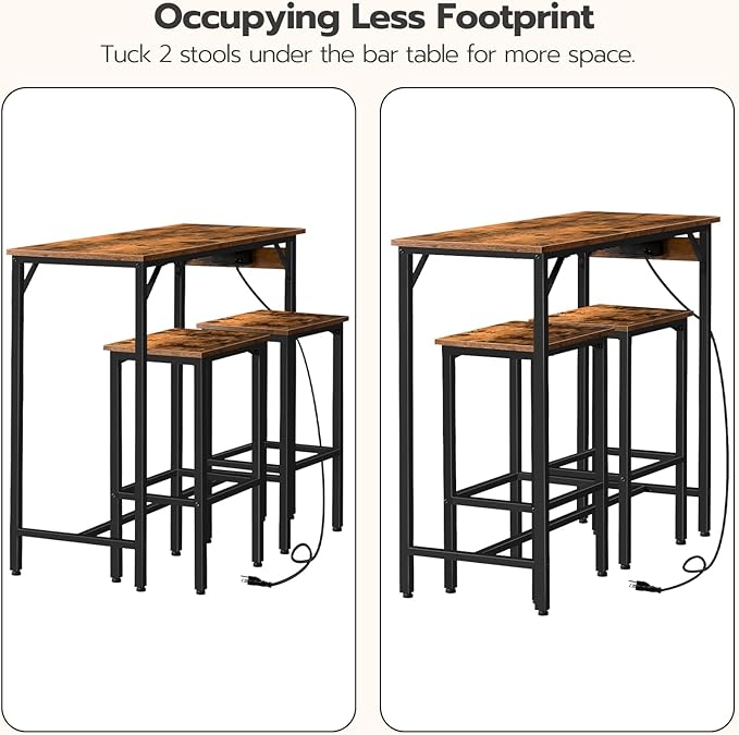 HOOBRO Bar Table and Chairs Set, 39.4" Dining Table Set - Image 7