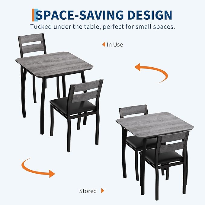 GAOMON Dining Table Set for 2, 3 Piece Small Kitchen Table and 2 Upholstered - Image 4